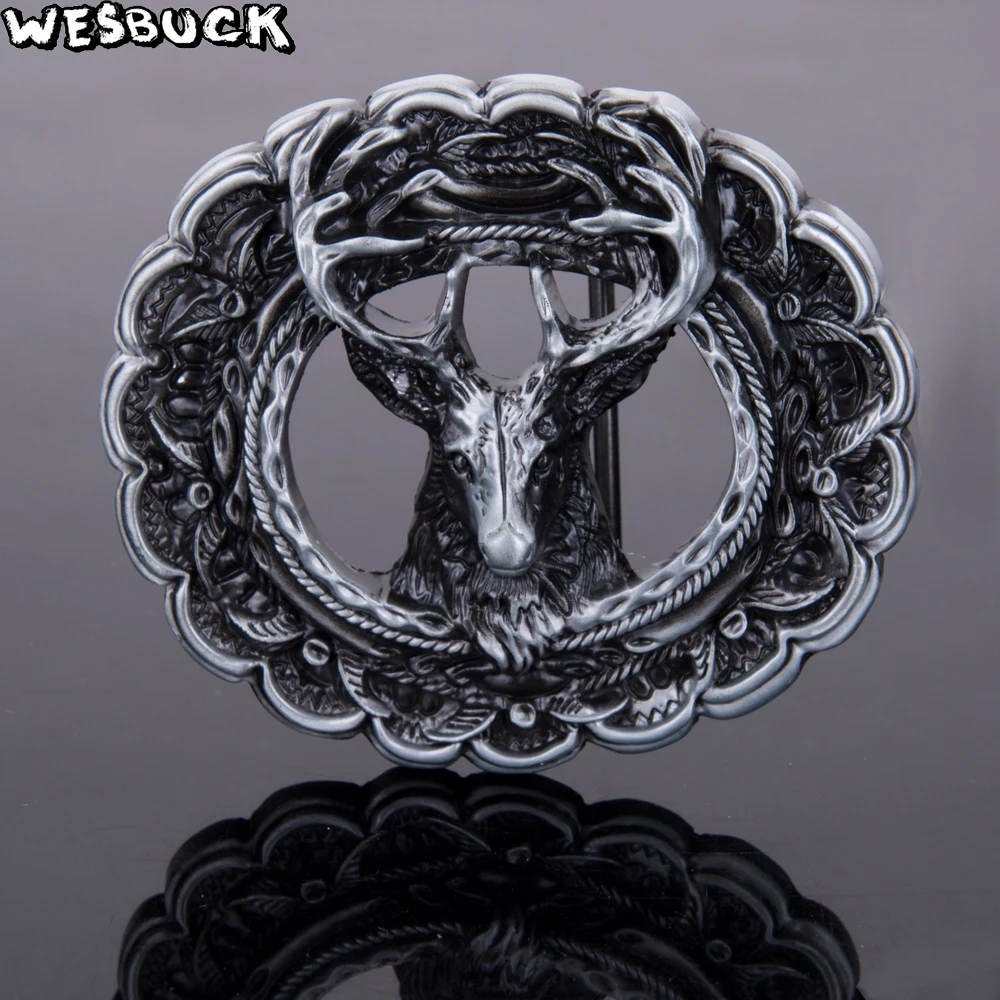 5 шт. MOQ WesBuck брендовая модная 3d пряжка для ремня с головой оленя металлическая