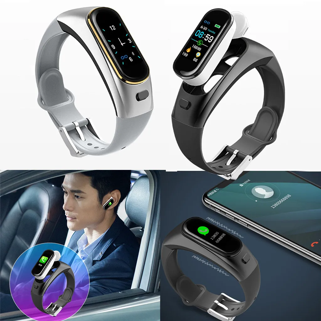 Смарт часы Bluetooth беспроводная гарнитура Монитор артериального давления