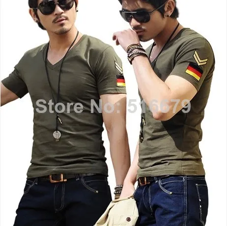 2018 Модные мужские футболки с коротким рукавом и v-образным вырезом облегающие