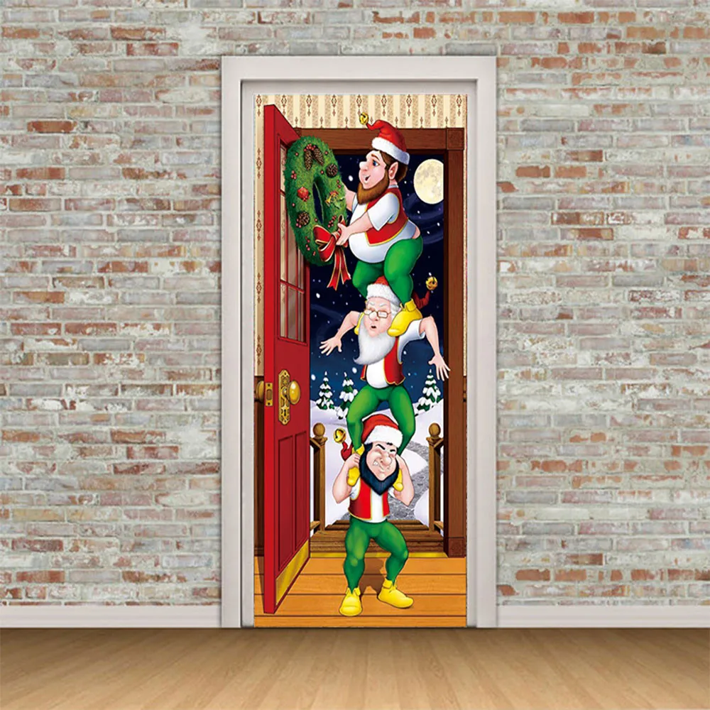 3D придверный с рождественскими мотивами Чехлы украшения для рождественской
