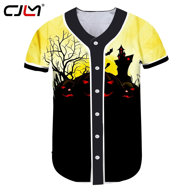

CJLM Halloween Horrible Red Eye Pumpkin Man Baseball Shirt 3D Printed Men's Best Selling Interesting Tshirt Free Shipping