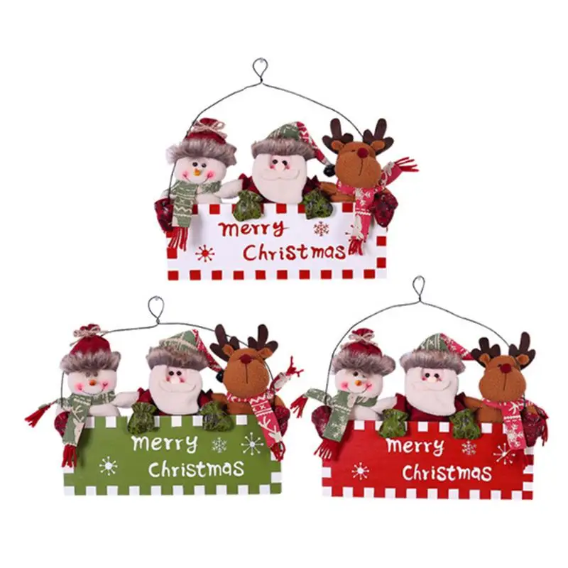 Рождественская Кукла дверь подвесная деревянная декорация сцена макет окно