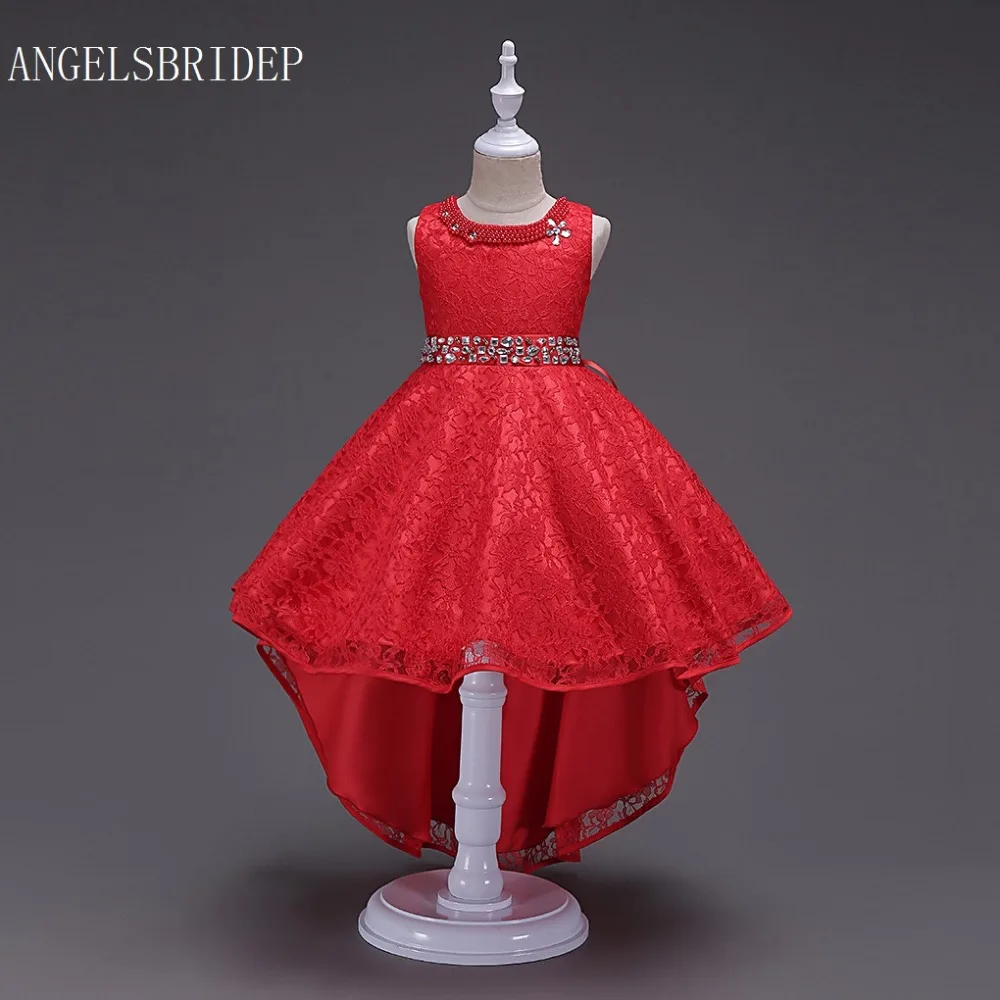 ANGELSBRIDEP/Винтажные кружевные платья с цветочным узором для девочек Короткие