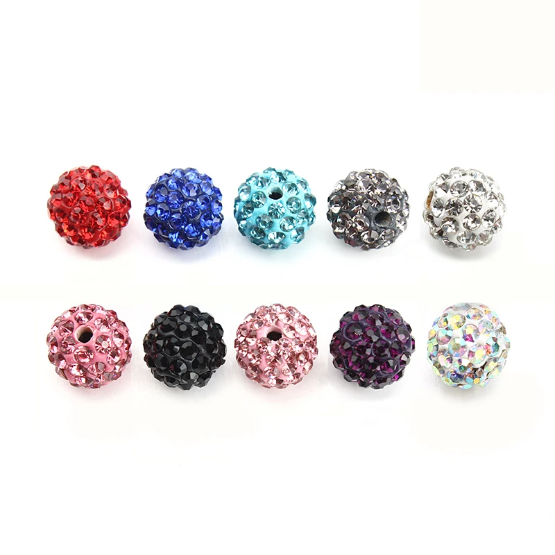 20pcs Round Micro Pave CZ Disco Ball Bead Rhinestone Crystal Space Beads 10mm Fit DIY Bracelet Necklace Jewelry Making Findings | Украшения