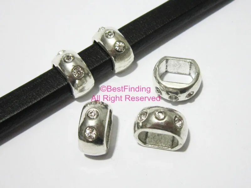 

10x6mm Licorice rhinestone beads slider licorice leather findings LR83