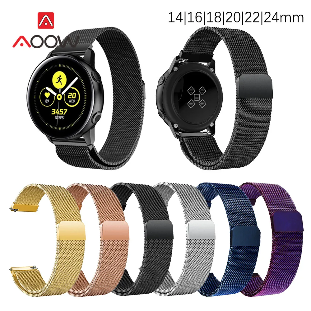 18 мм 20 мм 22 мм Магнитная Миланская петля для samsung Galaxy Watch Active 42 мм 46 мм gear Sport S2 S3 Amazfit bip huawei ремешок