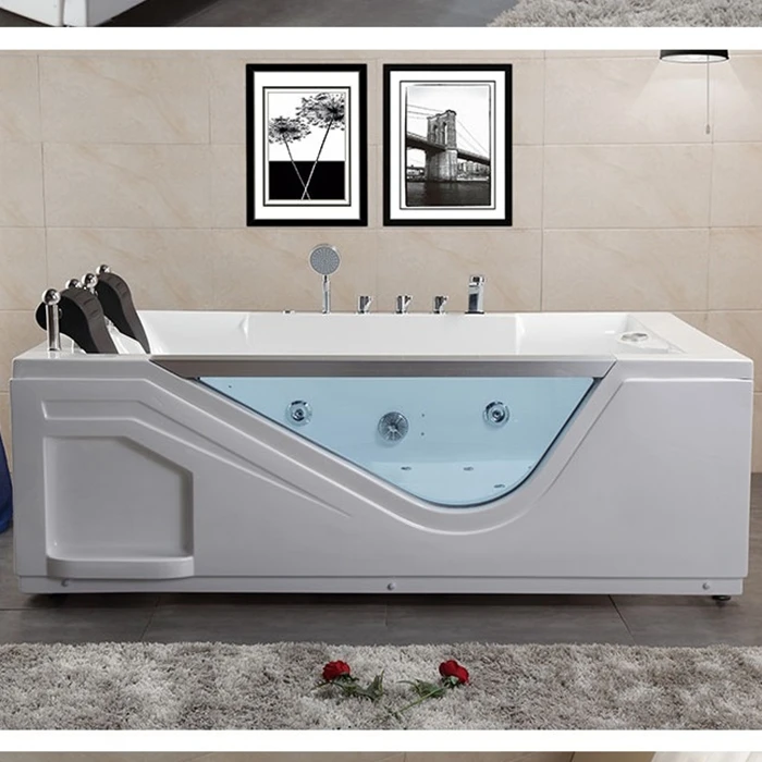 High quality glass bathroom Acrylic Whirlpool Massage Bathtub with TV |