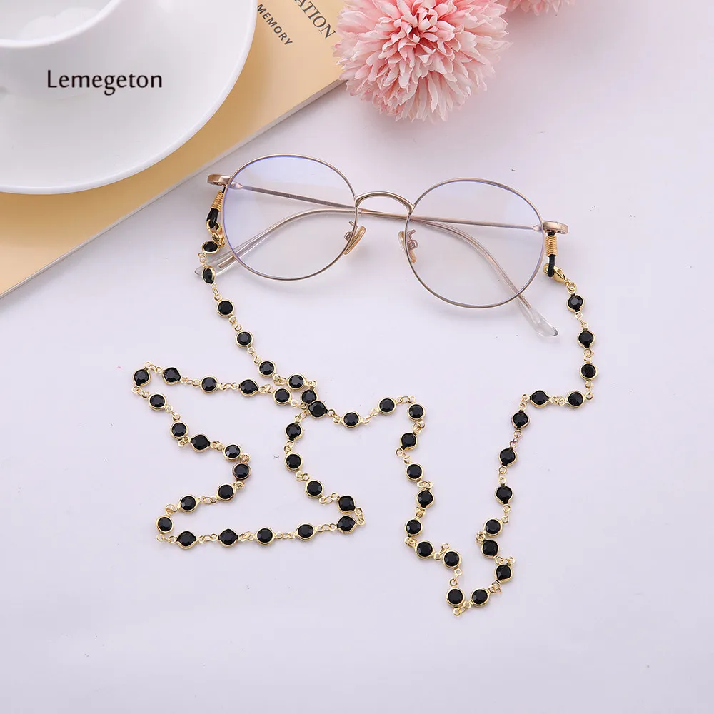 Lemegeton, черные Кристальные бусины, очки с цепочкой, очки, шнур, веревка для чтения, солнцезащитные очки, ремешок, держатель, очки, аксессуары
