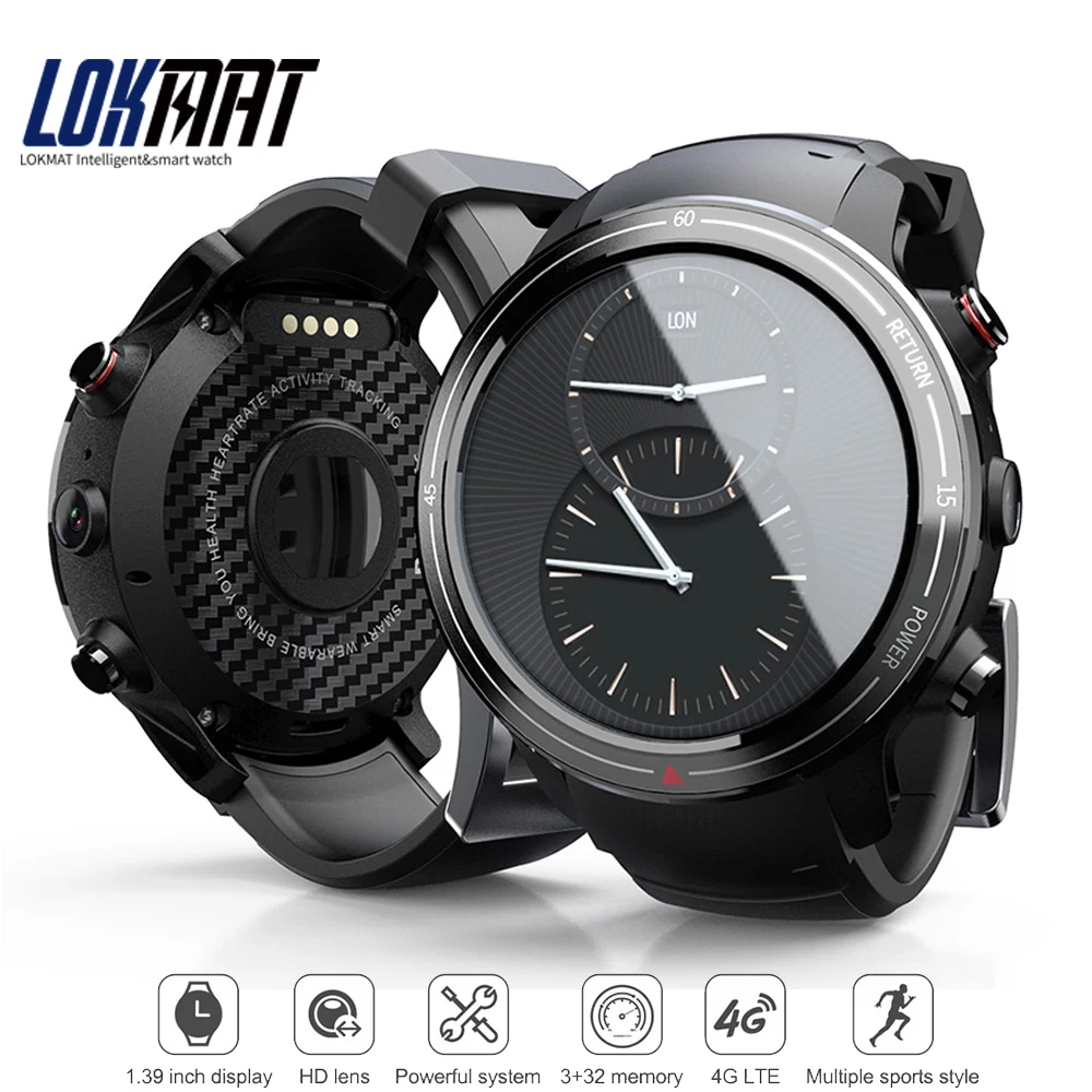 LOKMAT LOK01 4G SIM Smartwatch 3gb32гб MTK6739M Android 7 1 фитнес трекер 39 &quotAMOLED дисплей WiFi GPS 620 мАч Смарт