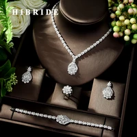 hibride high quality 4 piece flower african indian bridal wedding costume jewelry for women luxury zirconia jewelry sets n 148