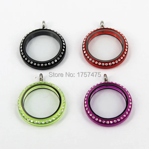 

TDIYJ New Design Black 30mm Acrylic Screw Memory Locket with Crystals for Women Pendants 5pcs/lot AF-005