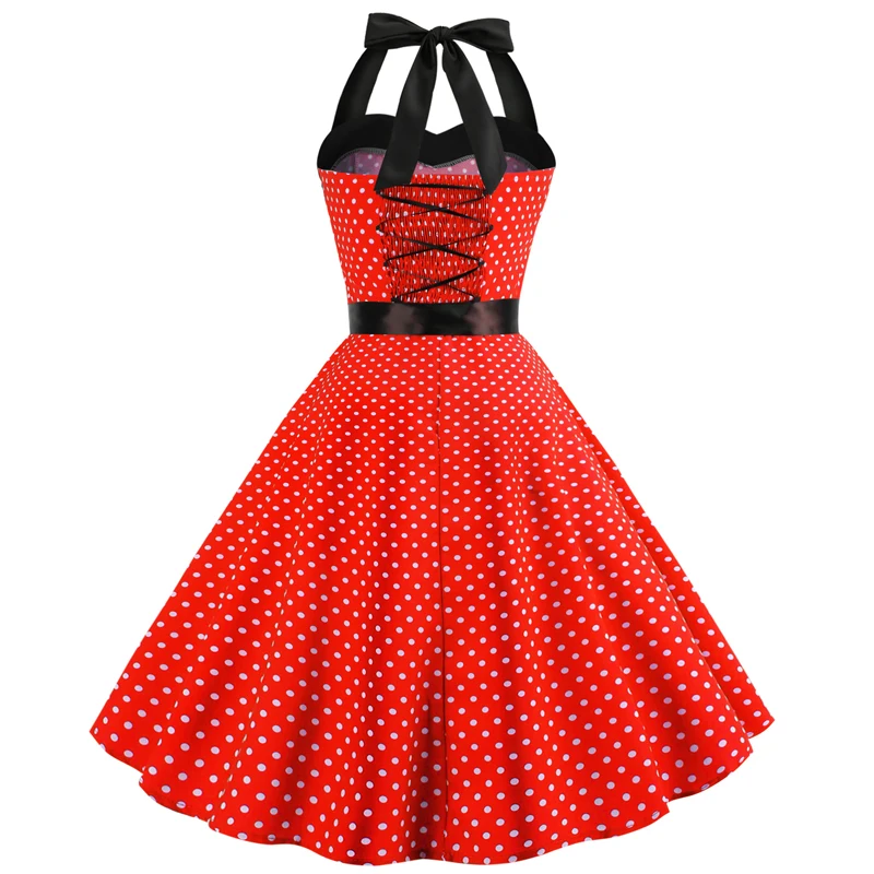 Toppick 2018 Sexy Halter Christmas Dress Women Polka Dot Bandage Party Robe Femme Vestidos Dresses Plus Size | Женская одежда
