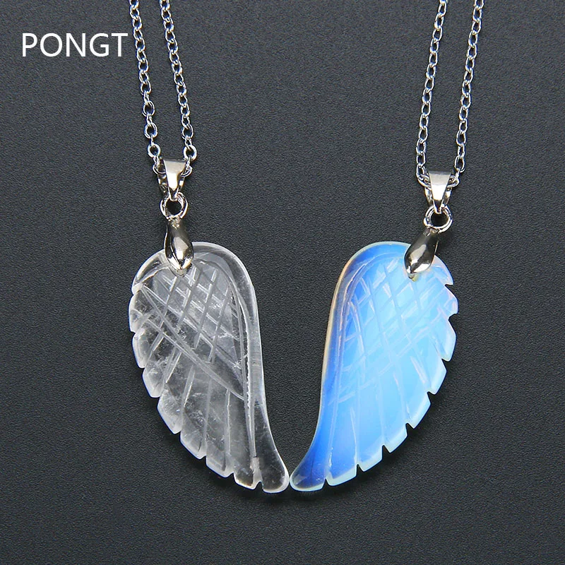 Модная подвеска из кварца с крыльями ангела натурального камня женское ожерелье
