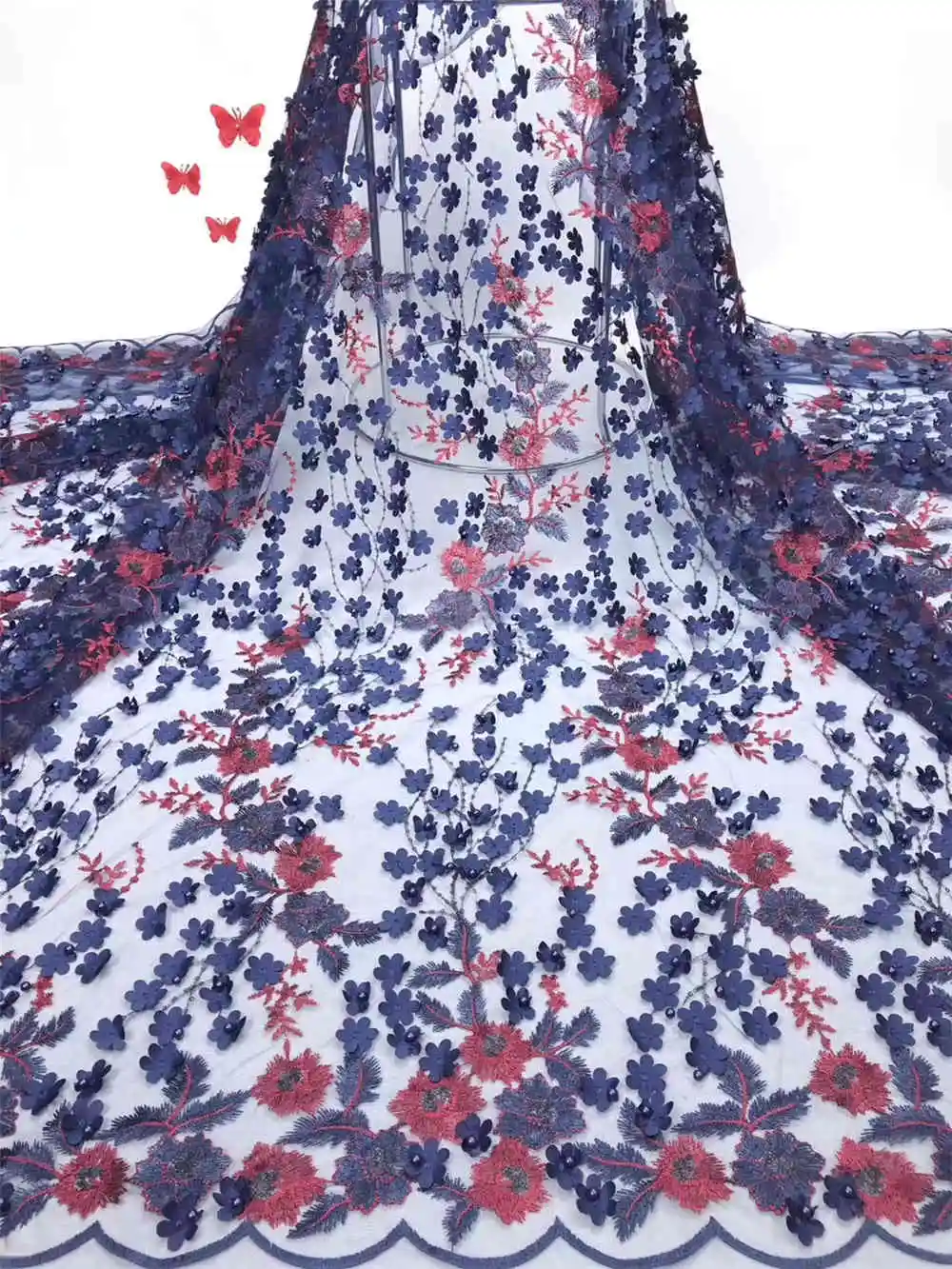 Latest Colorful African Appliqued Tulle Lace Fabric 2019 Wholesale French Net With Beaded For Nigeria Wedding Dress NX814z | Дом и сад
