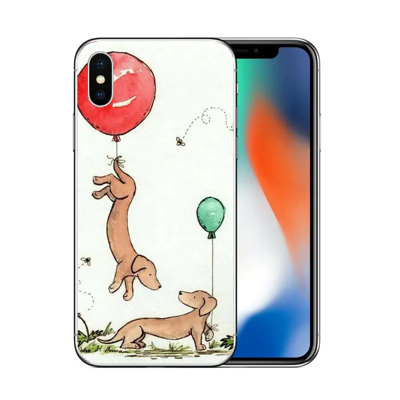 Милый мультяшный Мягкий силиконовый чехол для телефона с таксой iPhone XS MAX XR 5 5s SE 6 6S