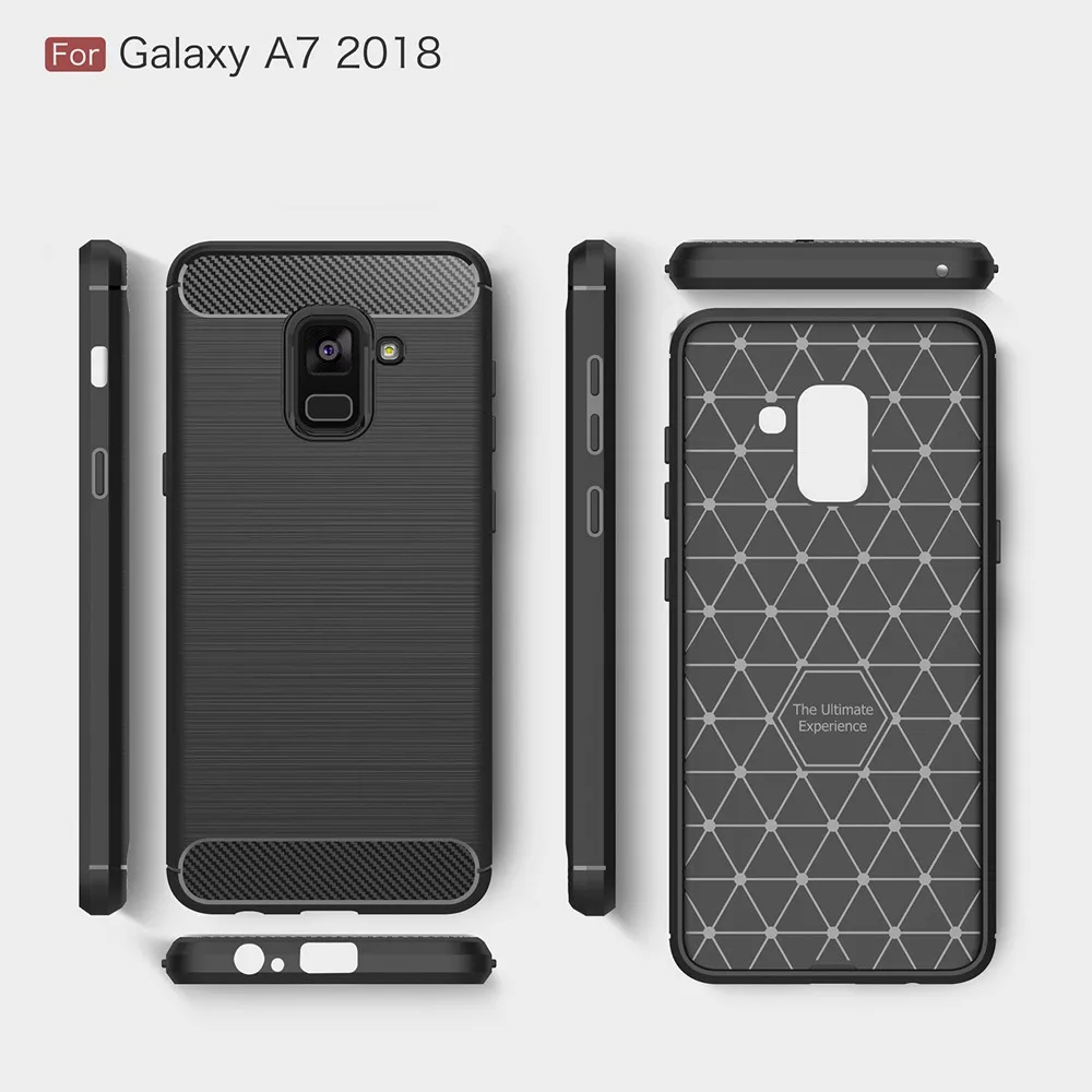 Чехол для телефона KEYSION Samsung Galaxy A8 Plus (2018) Углеволокно мягкий ТПУ силикон матовый