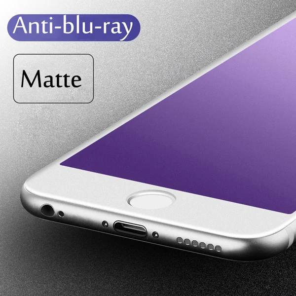 Anti Blue Ray White 9H 3D изогнутый Мягкий край Полное покрытие матовое закаленное стекло протектор экрана для iPhone 6 6S 7 8 Plus анти синий луч светильник Уход за глазами - Цвет: Anti Blue Ray White