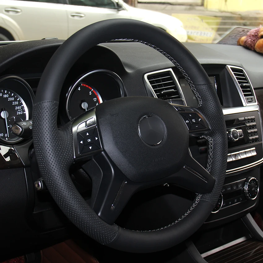 Черный синтетический кожаный чехол для Mercedes Benz GL350 ML350|car steering wheel cover|steering coverwheel cover