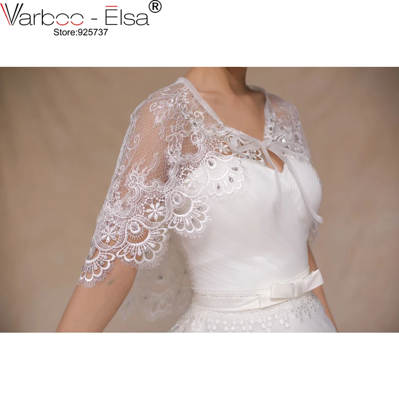 VARBOO_ELSA Elegant Lace Embroidery Bridal Decoration Cape Summer Thin Shawl One Size Wedding Accessories 2021 Hot Sale Top Coat | Свадьбы и