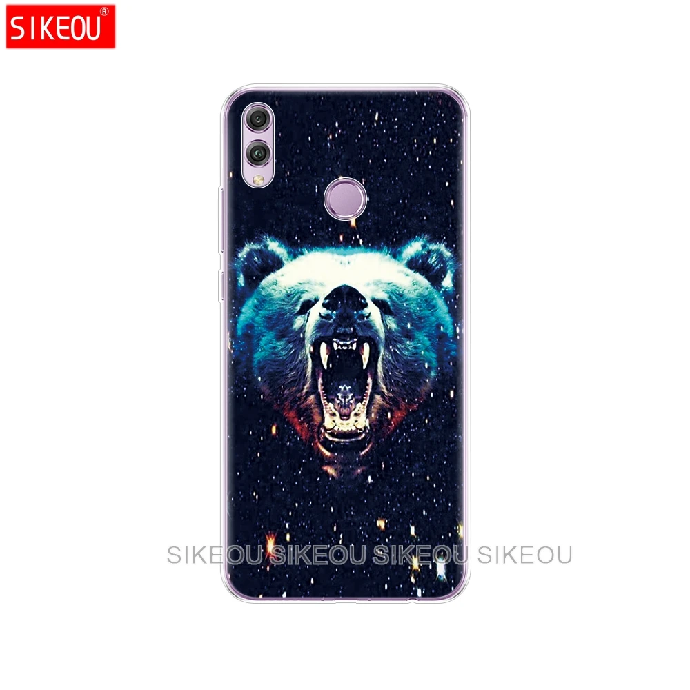 Мягкий силиконовый чехол для Huawei Honor 8x6,5 дюймов, мягкий чехол из ТПУ для Huawei Honor 8 x, чехол для телефона, Волк тигр, Лев, Леопард, медведь - Цвет: 10121