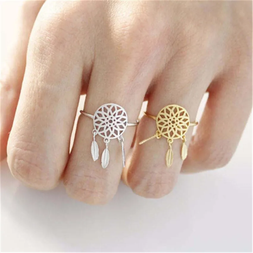 Новинка оптовая продажа 10 шт./лот минималистский Boho Перо Кольца Модные украшения