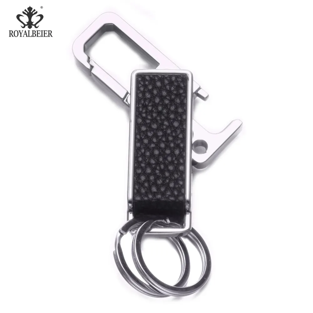 

Royalbeier Classic Men Keychain Male Car Keyring PU Leather Key Chain Man's Waist/Strap Metal Auto Key Holder Gift For Men