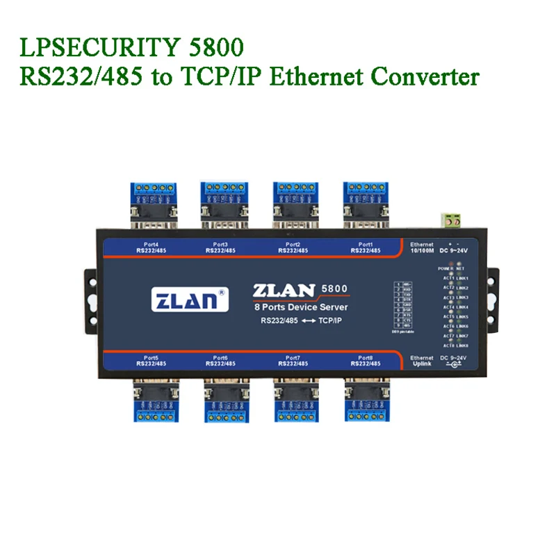 8 портов последовательный Ethernet конвертер устройств сервер/RS232/RS485 к TCP/IP каскад