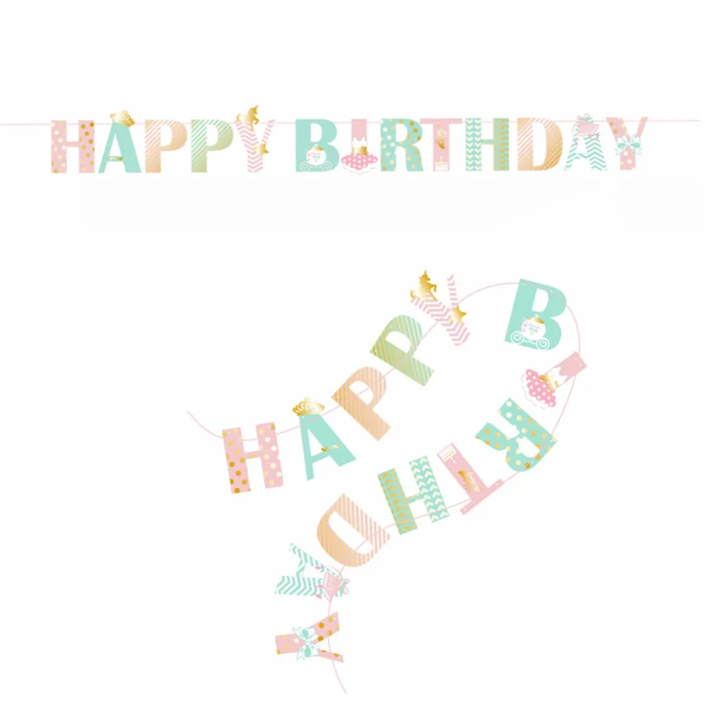 

Foil Gold Rainbow Princess Happy Birthday Banner Striped Polka Dots Chevron Printable Letter Banner Bunting 1st Birthday Party