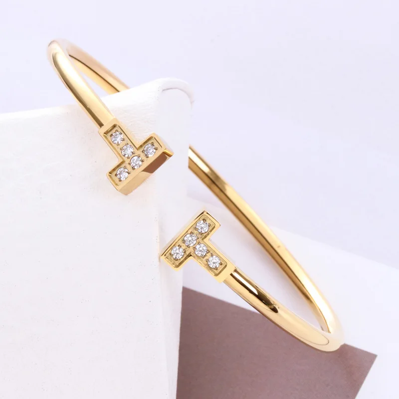 Золотой цвет из нержавеющей стали двойной футболка с надписью браслет femme pulseiras