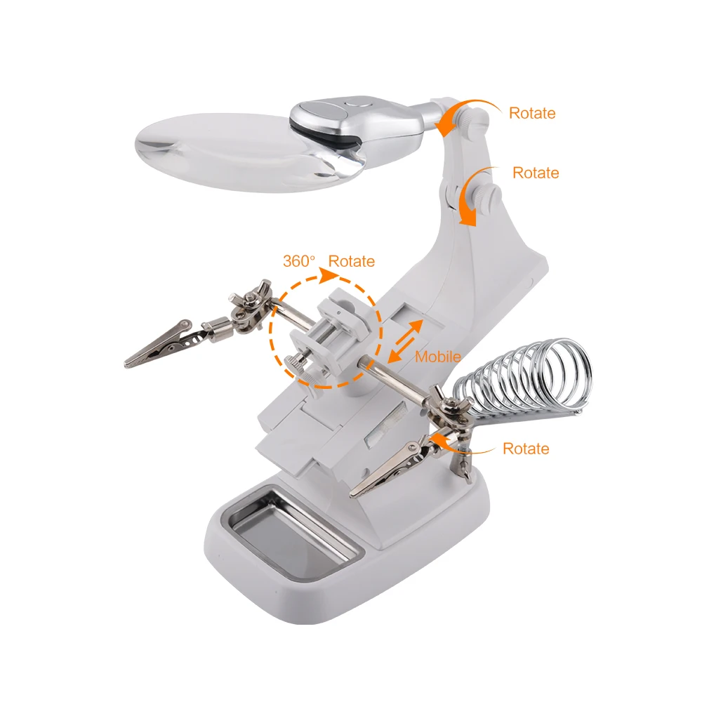 WSFS Multi functional Welding LED Magnifier 3X/4.5X Magnifying Glass Alligator Clip Holder Clamp Helping Hand Repair Tool|Лупы| |
