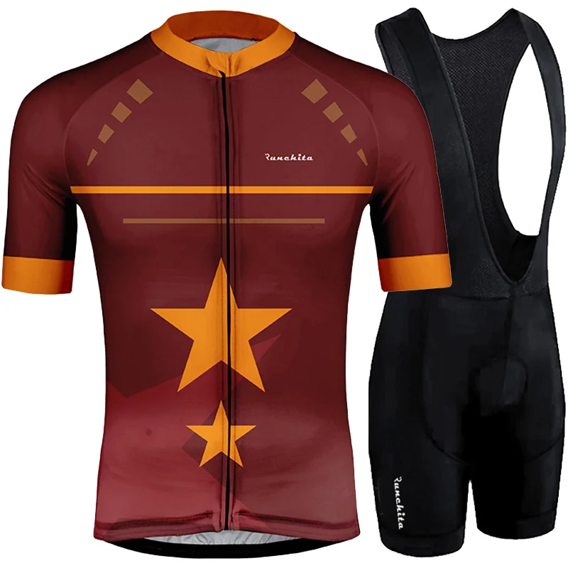 

Radtrikot herren kurzarm RUNCHITA 2019 summer short sleeve cycling jersey set bib shorts bike Camisa ciclismo MTB ropa ciclismo