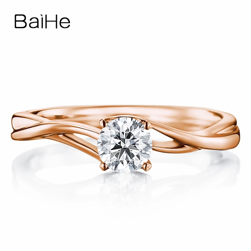 BAIHE однотонное 10K белое золото (AU417) сертифицировано 0.25ct круглый 100% муассанит