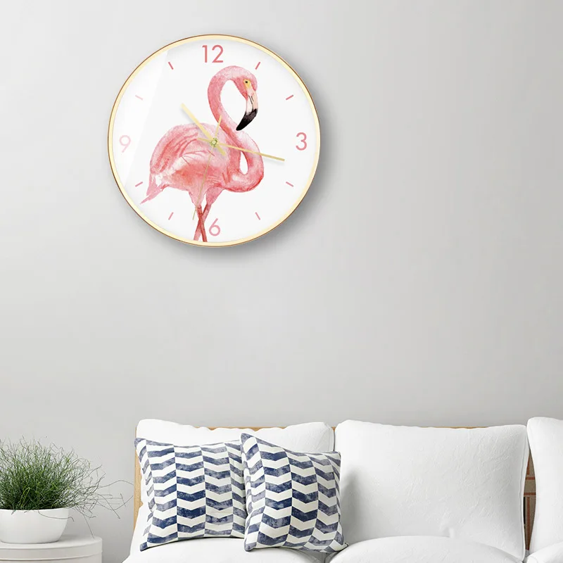 The pink birds house decoration modern fashion clock silent of scan the handle metal frame should be use bedroom and livingO6 | Дом и сад
