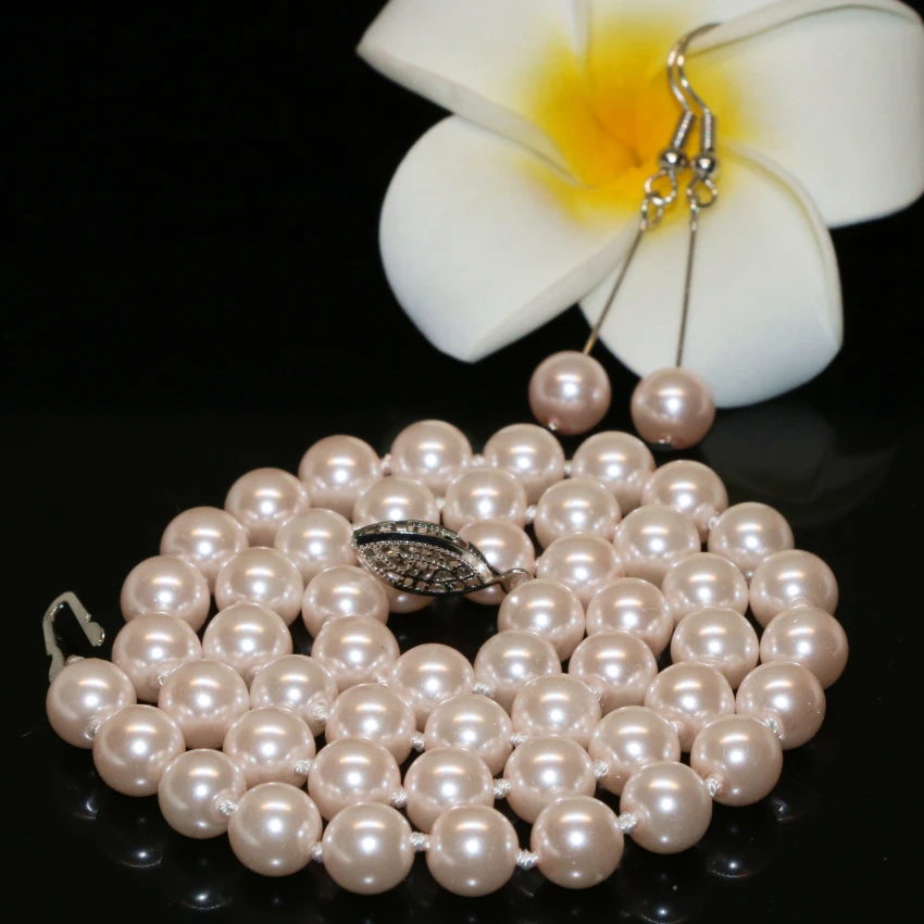 Высокое качество розовый искусственный жемчуг оболочки круглые 8 мм бусы