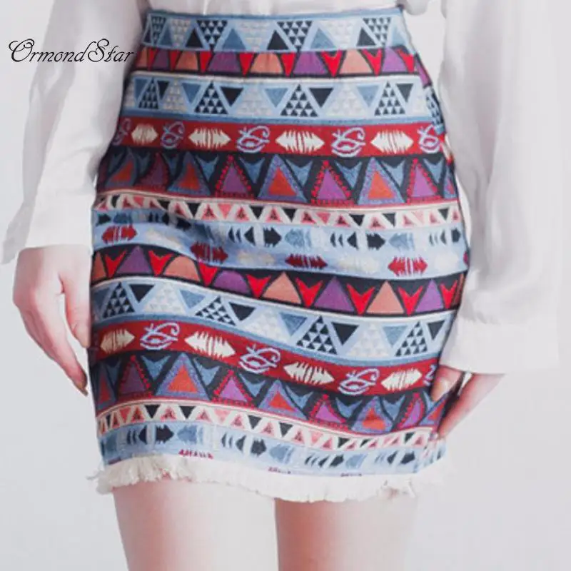 OrmondStar высокая талия юбки женская нижняя короткие бохо стиль chic юбка карандаш