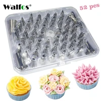 walfos 52pcsset stainless steel russian tulip icing piping nozzles pastry tips set for cake decorating sugar craft tool