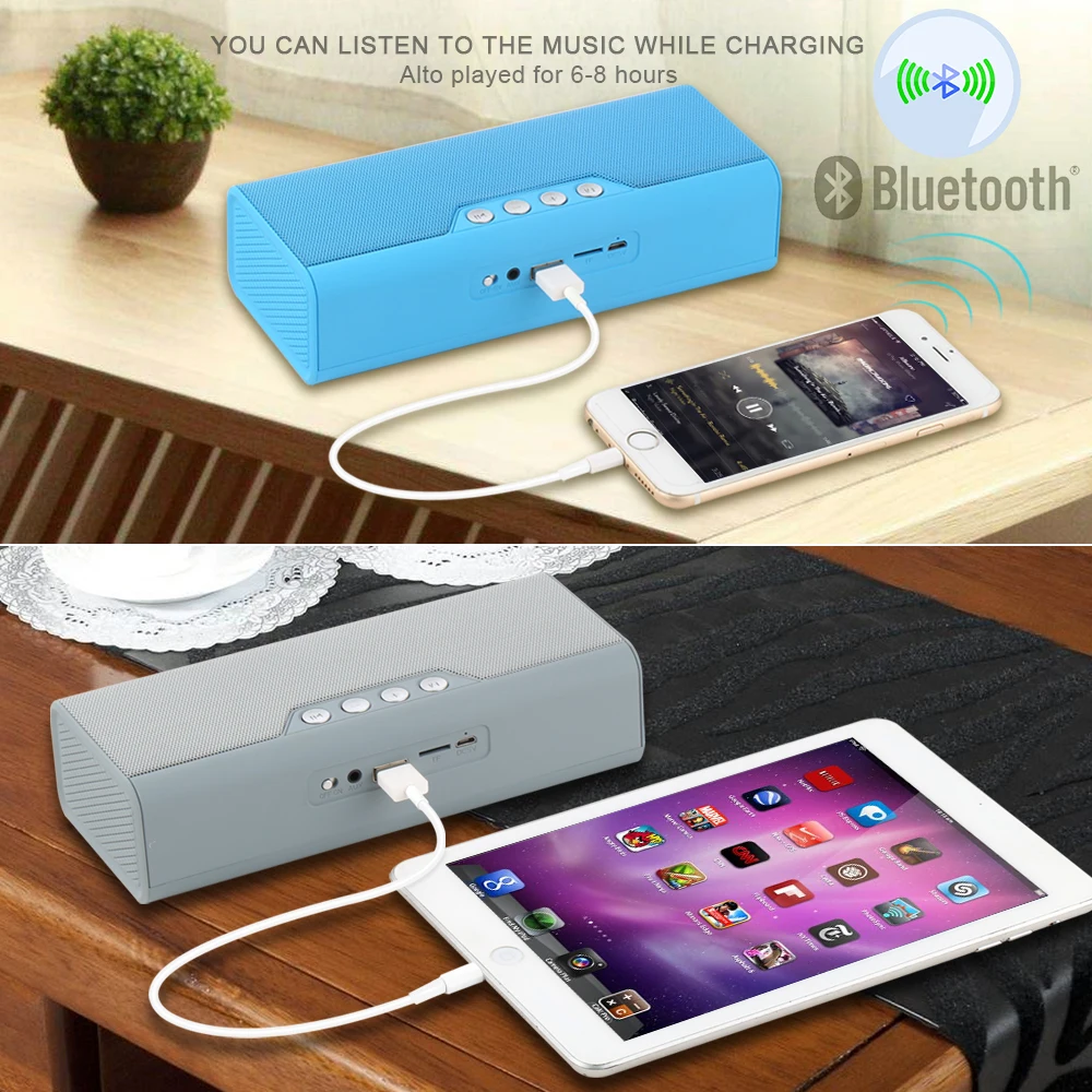 TOPROAD сабвуфер Bluetooth динамик с зарядным устройством 4000 мАч стерео беспроводной FM