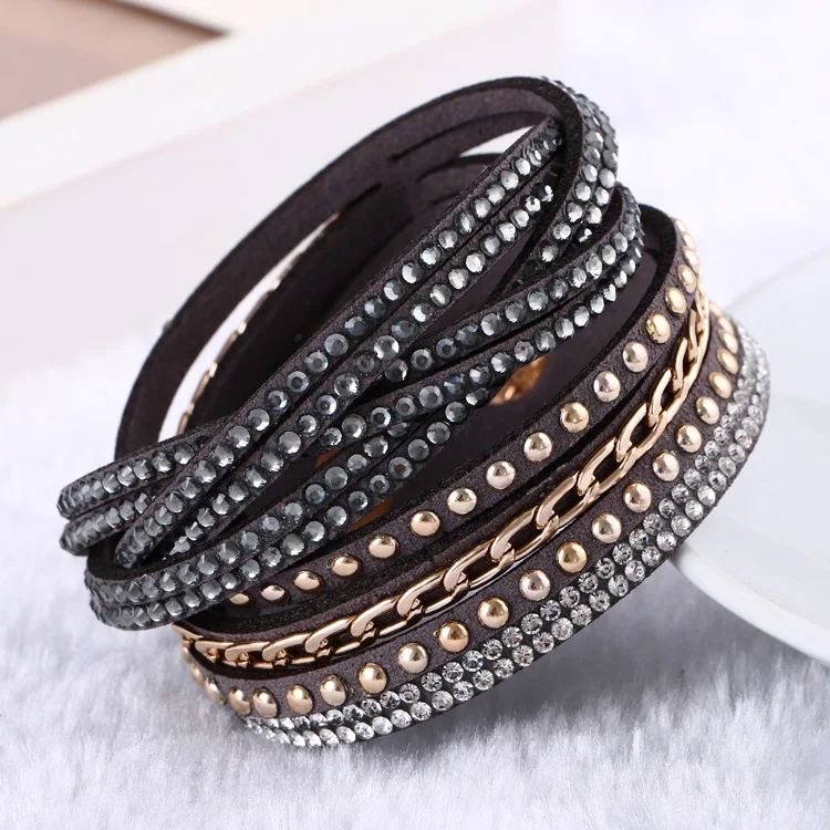 New Fashion leather bracelet Punk Style Multilayer Bracelets &amp Bangles Rivet Bracelet For Women pulseras Best Gifts 2016 Hot | Украшения