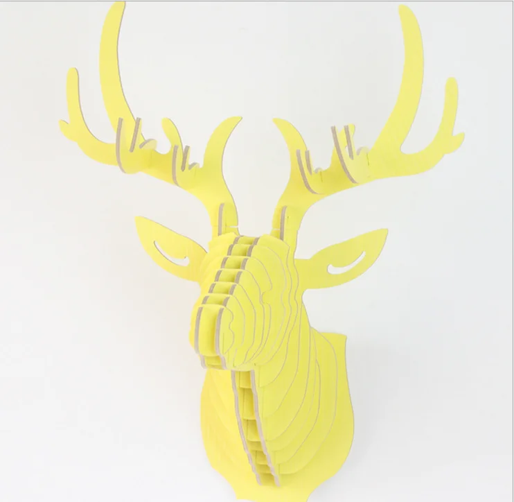 DIY 3D деревянные животные голова оленя арт модель дома офиса настенные подвесные