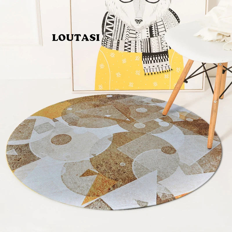 Геометрический круглый ковер LOUTASI для гостиной компьютерный стул стол напольный