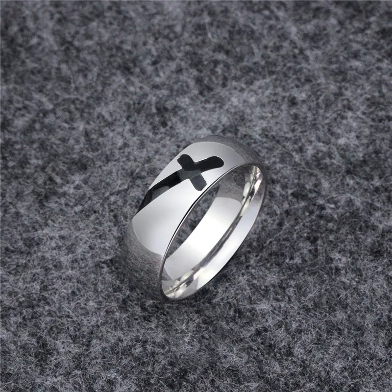 Punk Cross Rings For Women Men Anel Christian Jewelry Titanium Steel Ring Simple Couple Size 7-12 Drop shipping anillos | Украшения и
