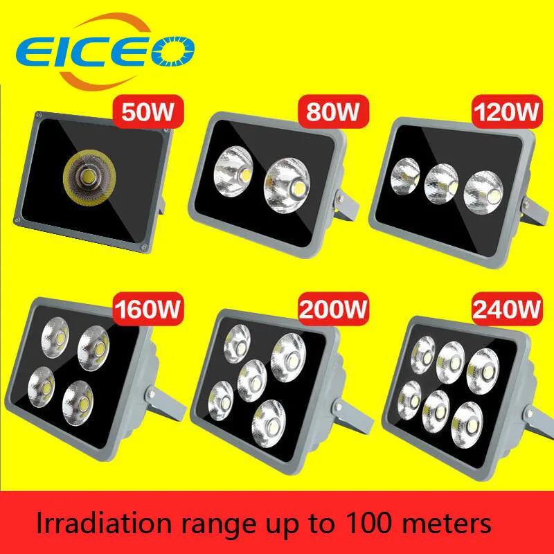 (EICEO) LED Flood Light Outdoor Lighting Reflector Lights Projector Spotlight Lamp Project Lamps AC85-265V IP65 50W 100W 160W