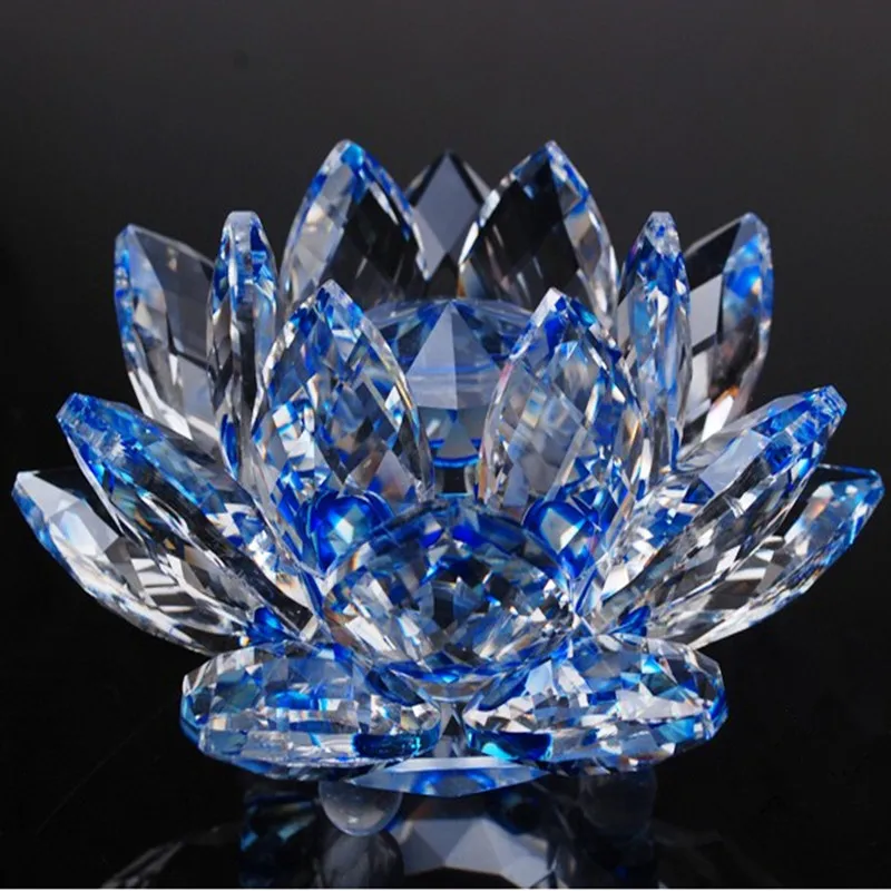 

80mm k9 Crystal Lotus Flower Crafts Glass Paperweight Fengshui Ornaments Figurines Wedding Party Decor Gifts Souvenir statue