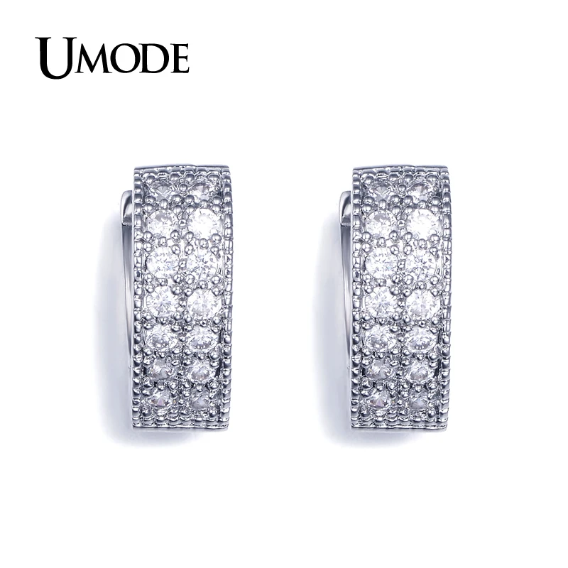 UMODE Уникальные серьги кольца в форме сердца украшенные цирконием UE0015|earring loop|loop