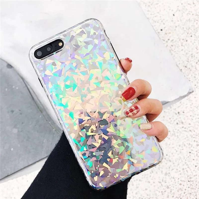 Роскошный чехол для телефона с серебристыми блестками для iphone 6, 6s, 7, 8 PLUS, лазерная Глянцевая блестящая мягкая задняя крышка из ТПУ для iphone X, S, XR, XS, MAX capa