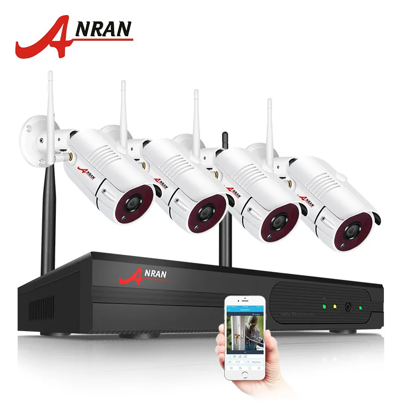 4CH with 4 cameras ANRAN, wifi, система безопасности, 4 канала, 1080 P, для дома и улицы, беспроводная, видео камера безопасности, система, легкий пульт дистанционного управления и просмотра - Цвет: 4CH with 4 cameras