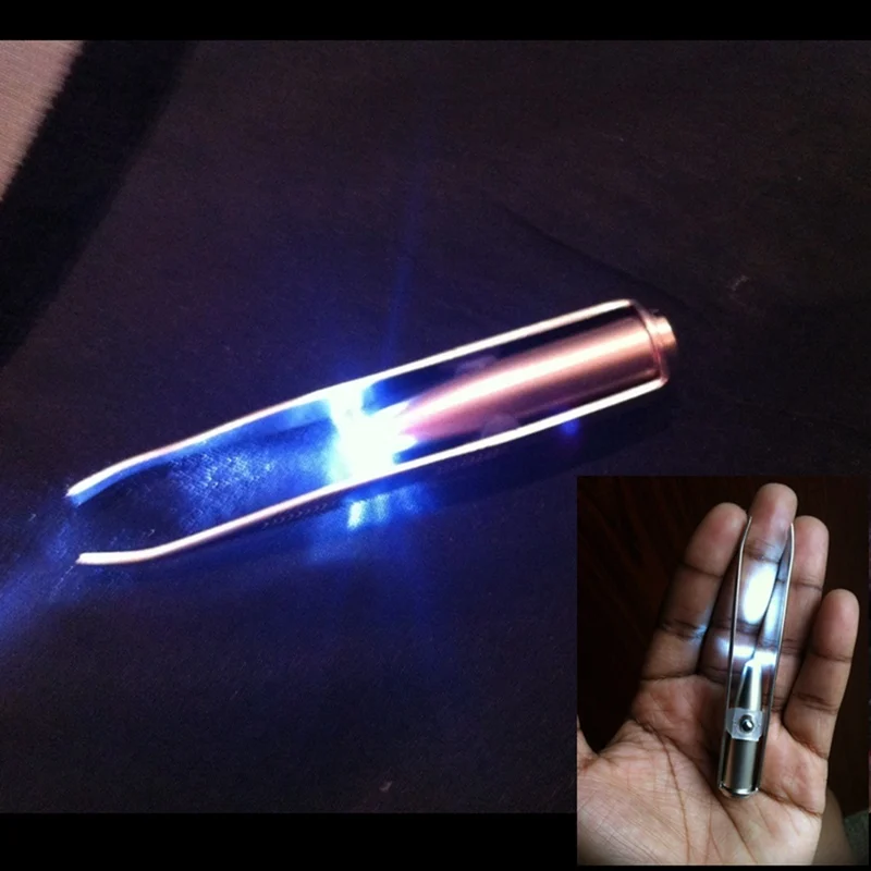 Пинцет для ресниц из нержавеющей стали светодиодный макияжа инструмент удаления