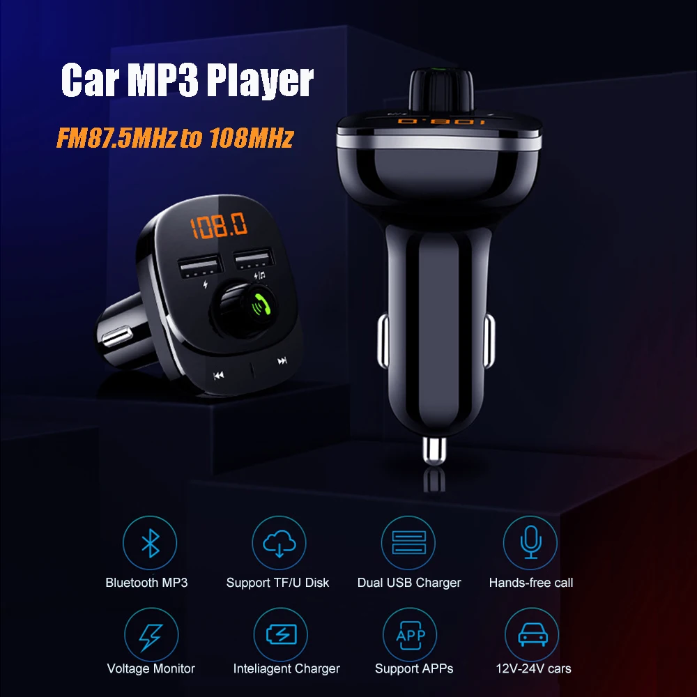 JINSERTA 2019 Bluetooth 5 0 автомобильный комплект MP3 плеер fm передатчик громкой связи 2 USB