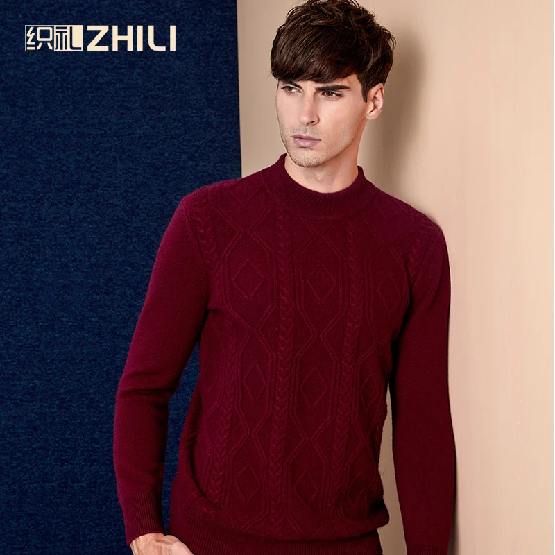 Мужской кашемировый свитер с круглым вырезом плотный Новый Зимний деловой