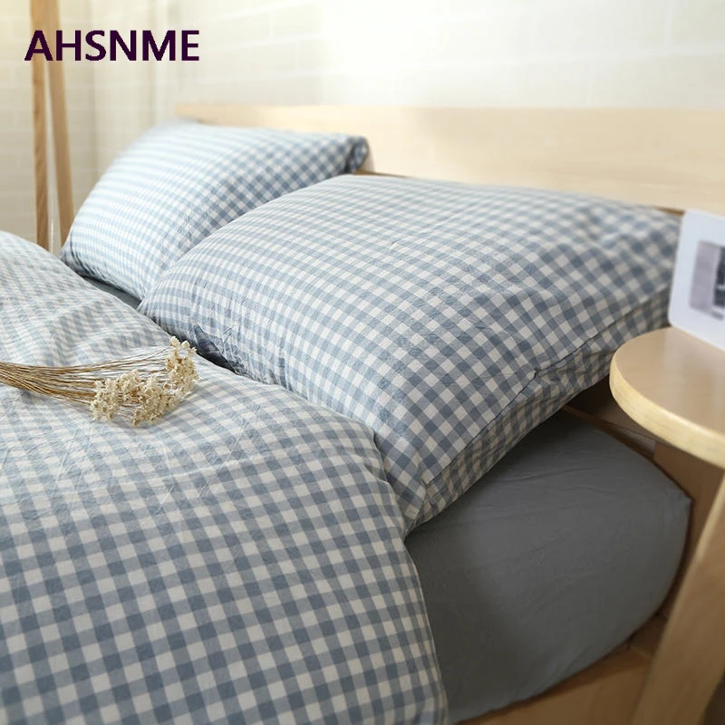 

AHSNME 100% Cotton Nevresim Takimlari Super Soft parrure de lit Cool Summer Light Blue Super california king size bedding set